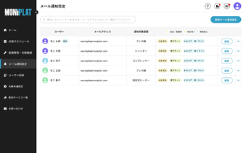 MONiPLAT モニプラット画面:定期保全スケジュール